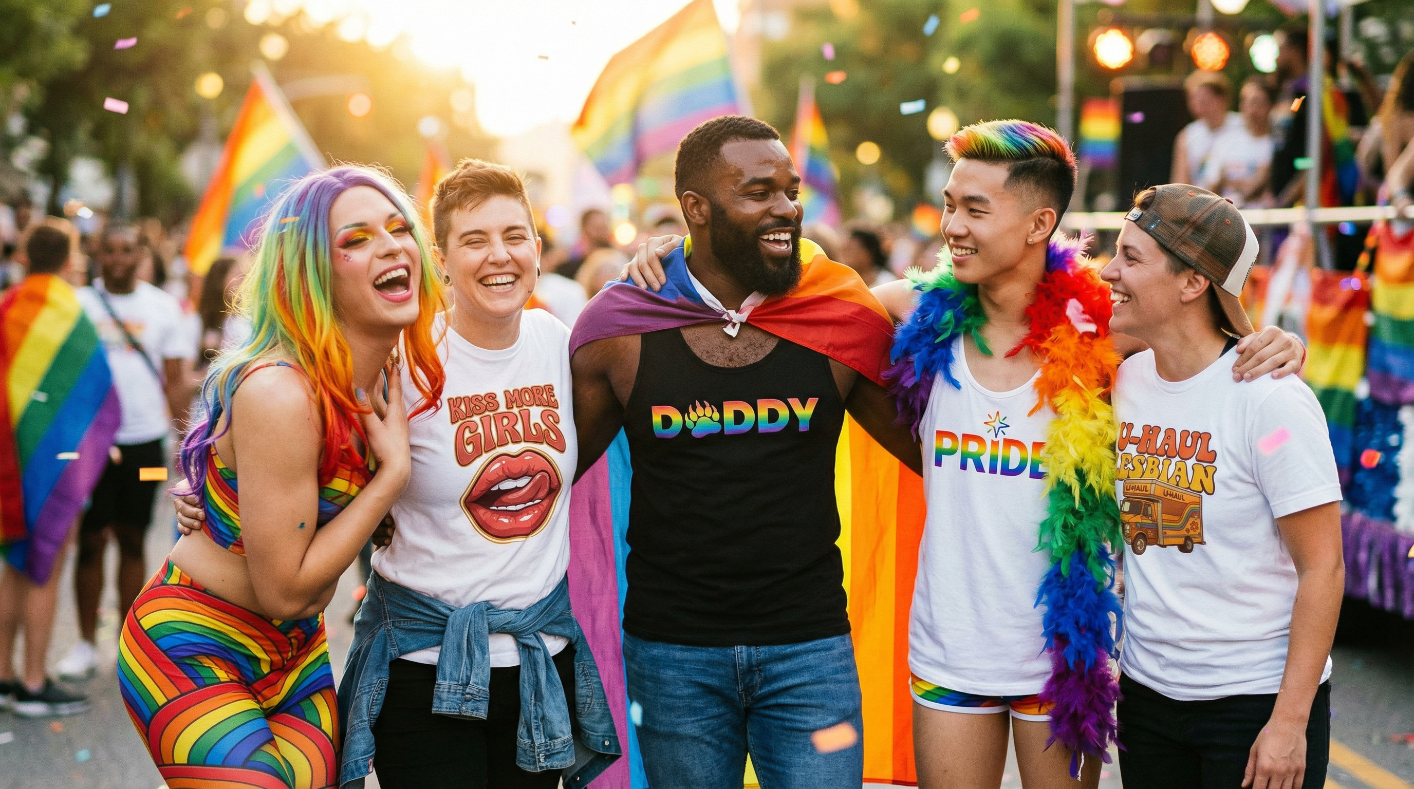LGBTQ Pride Scene wearing Pride Flare clothes